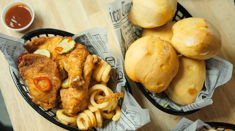 Chicken and biscuits at Freight Fried Chicken.